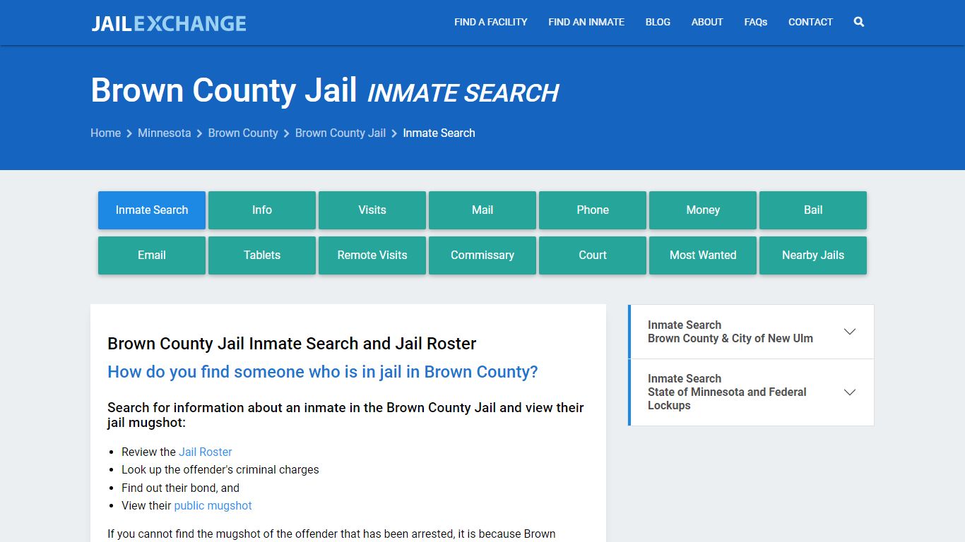 Inmate Search: Roster & Mugshots - Brown County Jail, MN